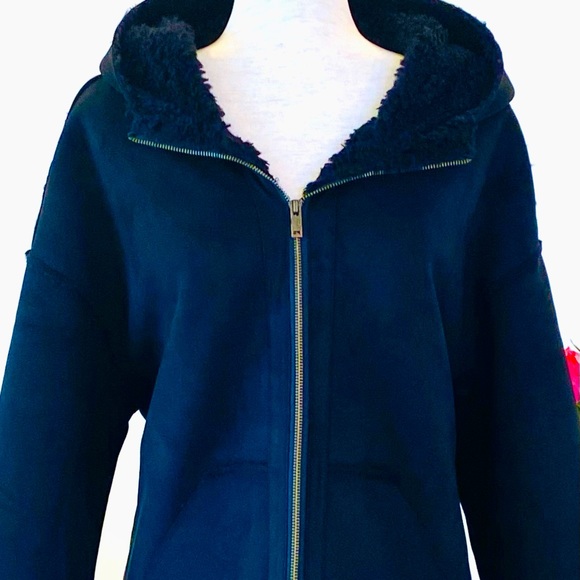 🎁❄️UGG Jody Faux-Shearling Hoodie-Jacket, Size M, Black (NWT) - Picture 5 of 9